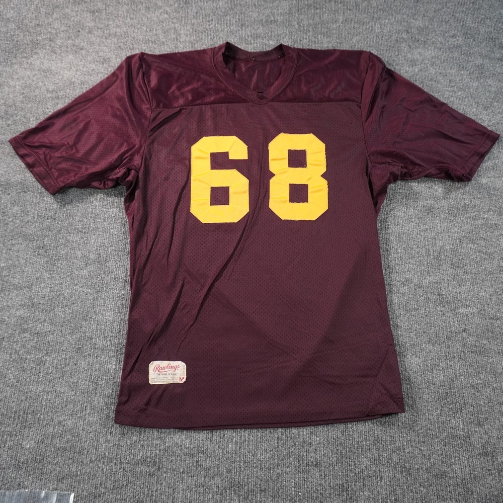 Vintage Rawlings Football Jersey Men Medium Maroon Yellow Mesh 68 USA 1960s